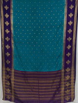 MIMOSA Sapphire Mysore Silk Crepe Saree — pallu and zari work detail