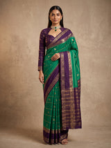 MIMOSA Rama Mysore Silk Saree — front view on mannequin