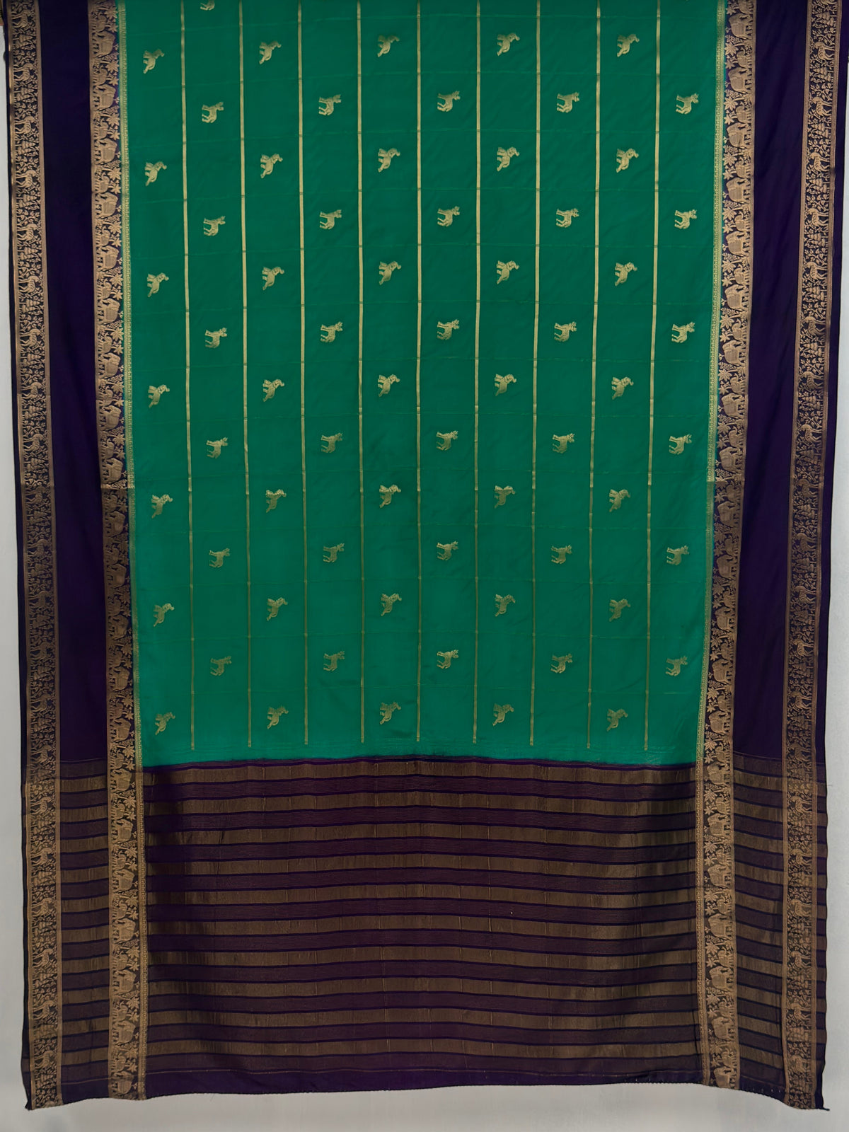 MIMOSA Rama Mysore Silk Saree — pallu and zari work detail