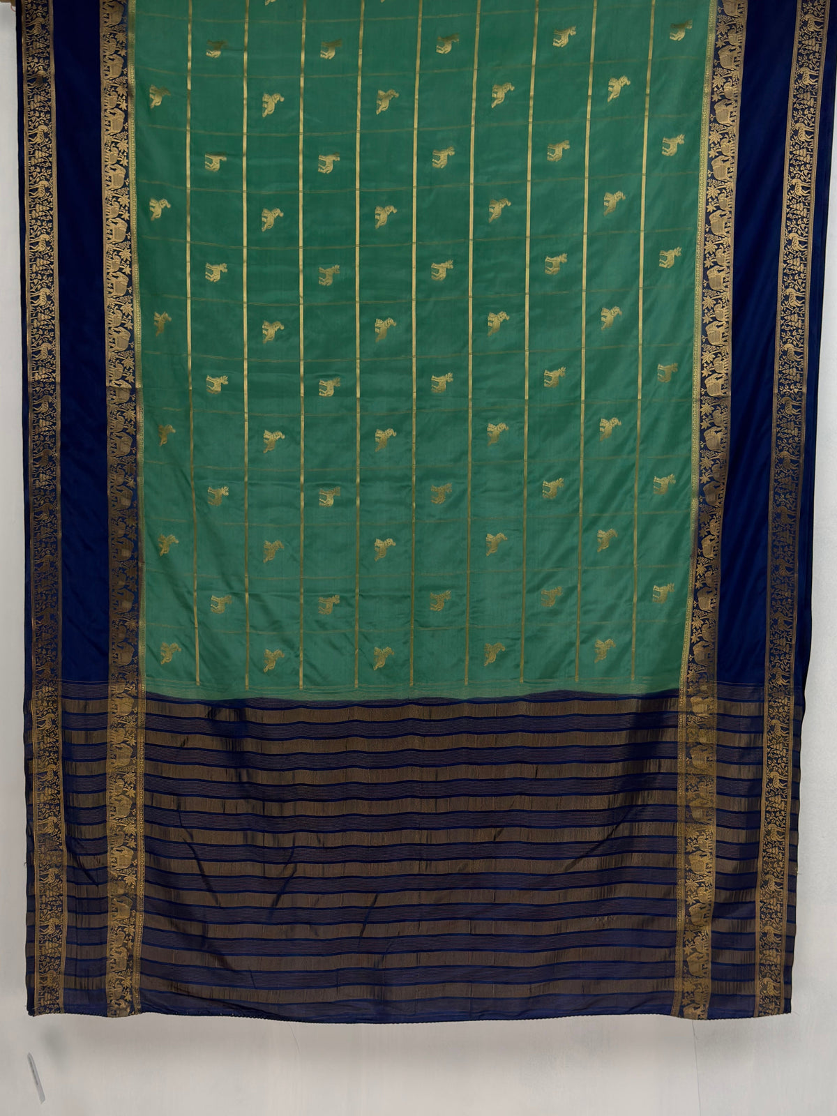 MIMOSA Sapphire Mysore Silk Saree — pallu and zari work detail