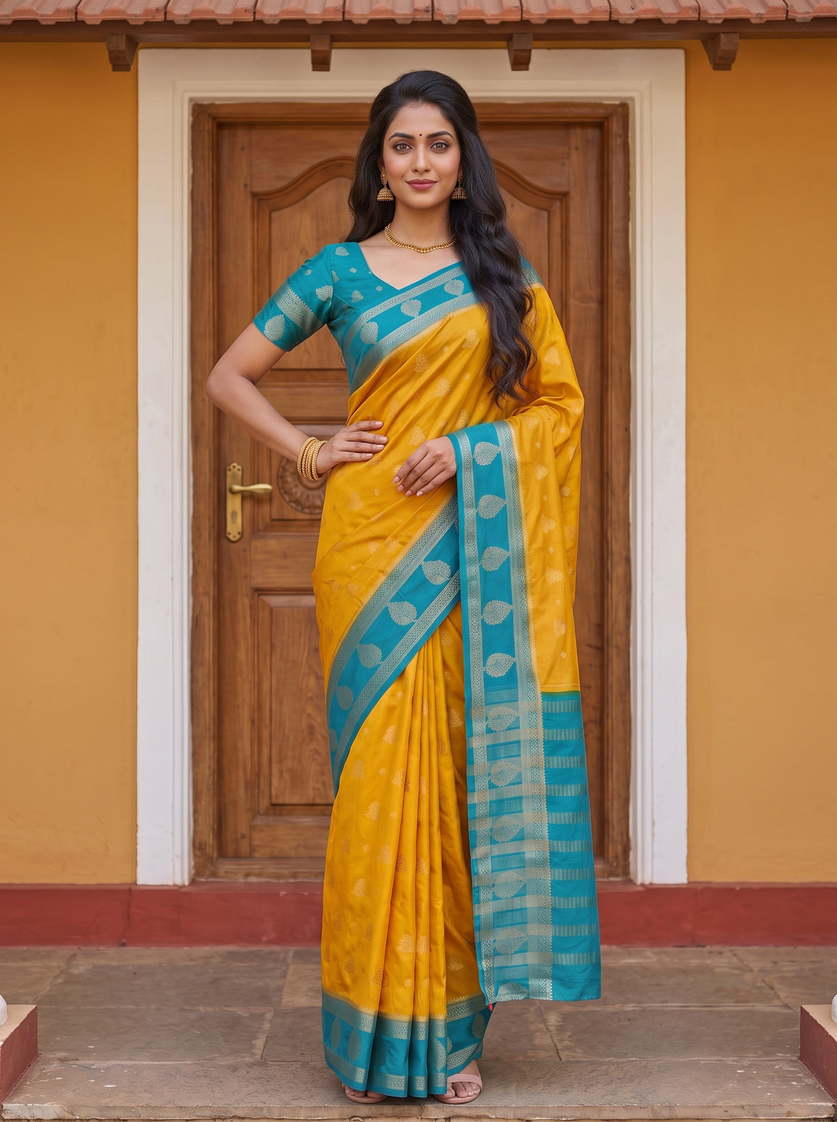MIMOSA Gold Mysore Silk Saree — pose 4 styling detail