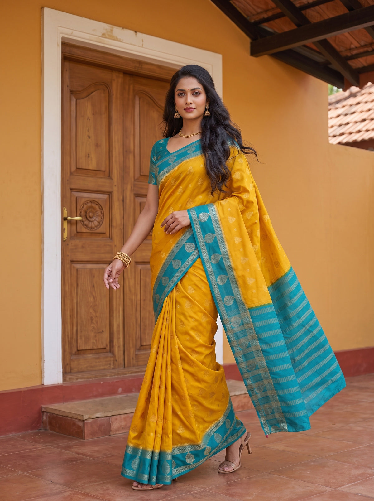 MIMOSA Gold Mysore Silk Saree — pose 5 styling detail