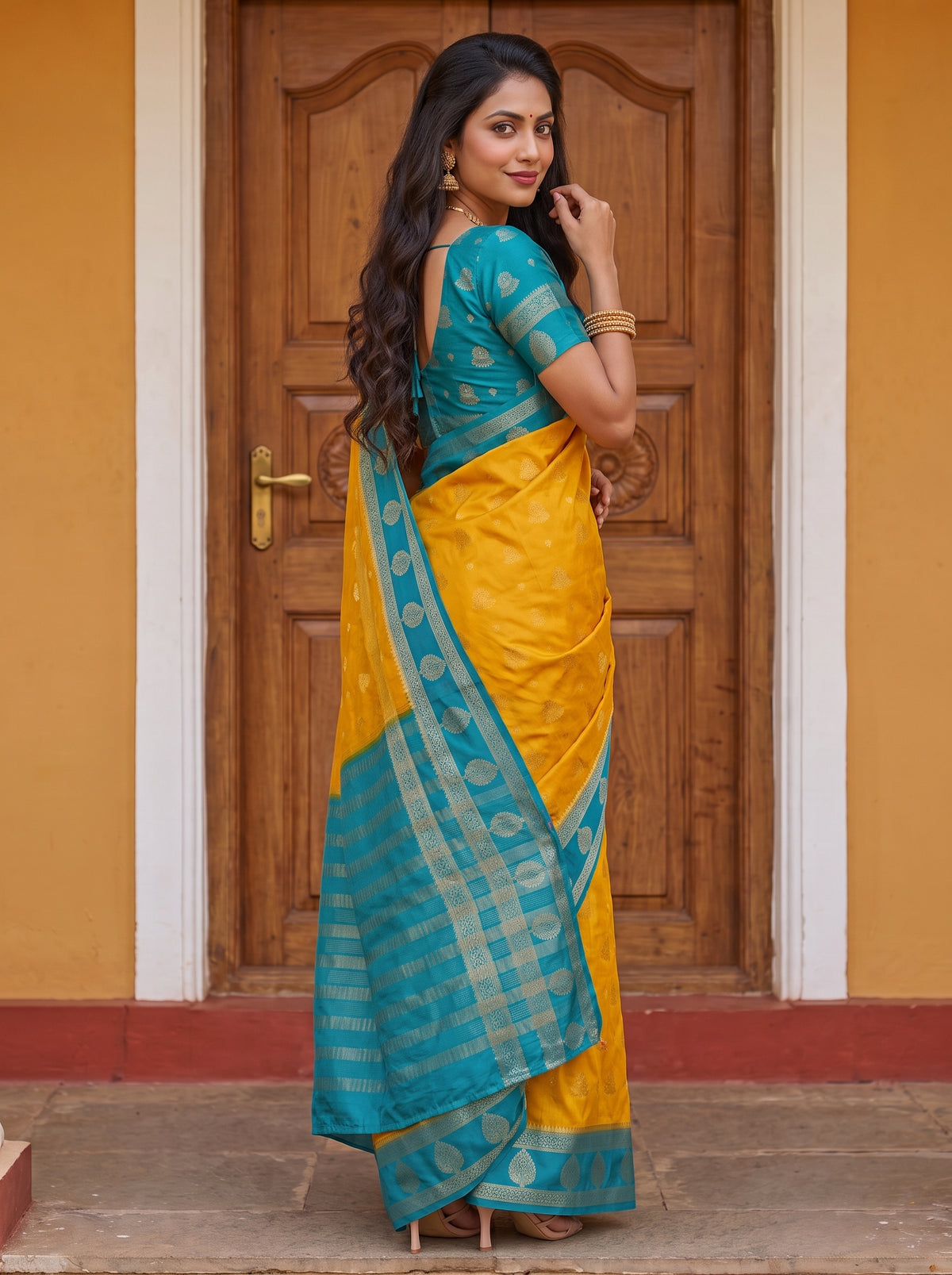 MIMOSA Gold Mysore Silk Saree — pose 7 styling detail