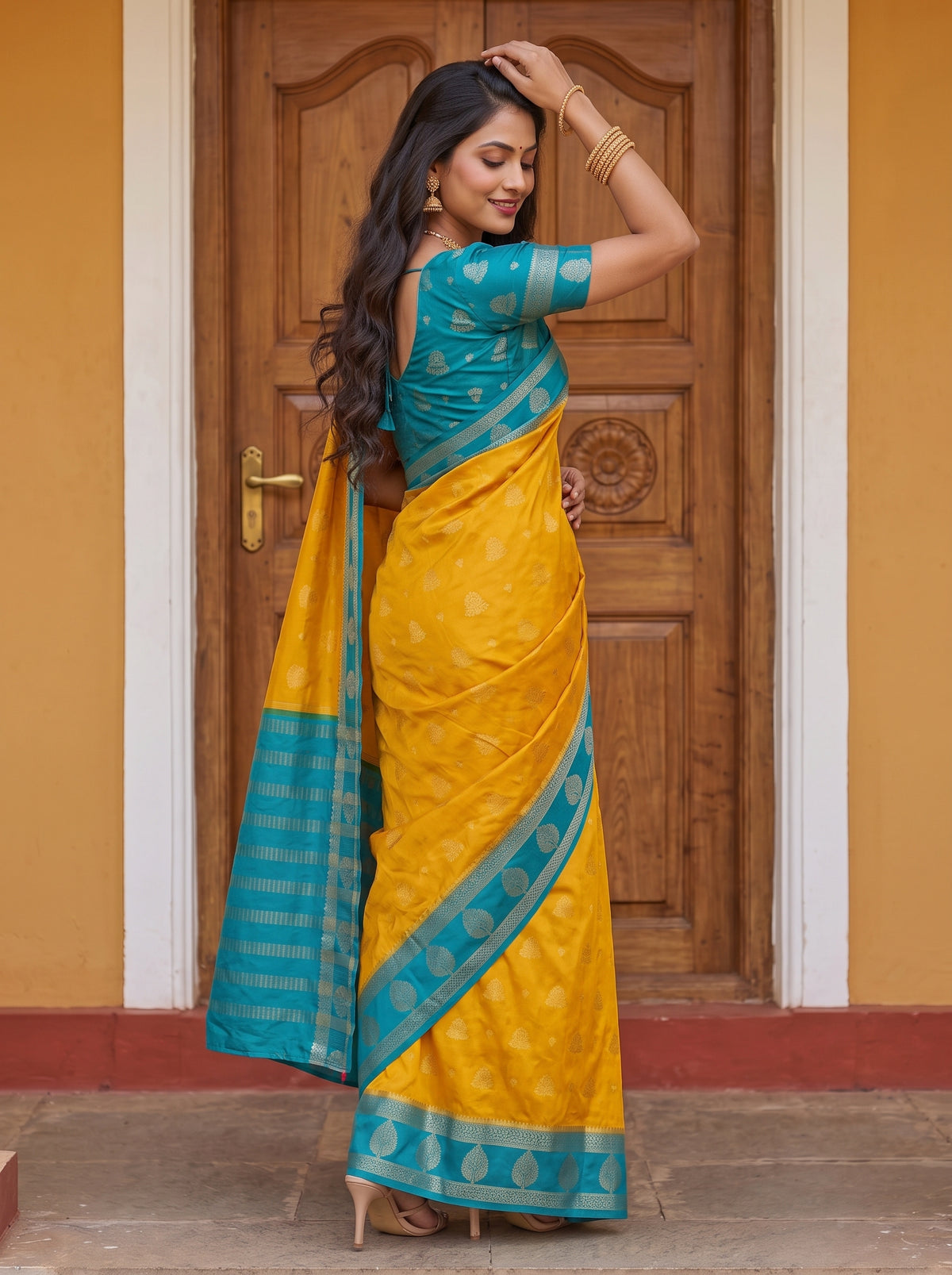 MIMOSA Gold Mysore Silk Saree — pose 9 styling detail