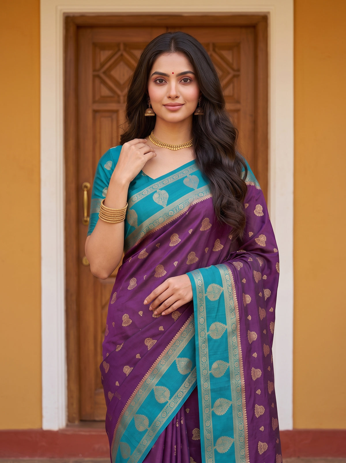 MIMOSA Jamun Mysore Silk Saree — pose 10 styling detail