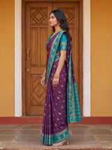 MIMOSA Jamun Mysore Silk Saree — pose 3 styling detail