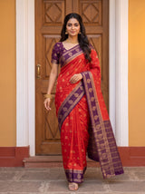 MIMOSA Orange Mysore Silk Saree — pose 6 styling detail