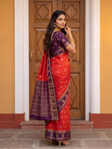 MIMOSA Orange Mysore Silk Saree — pose 7 styling detail