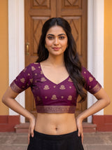 MIMOSA Orange Mysore Silk Saree — blouse close-up