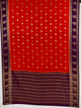 MIMOSA Orange Mysore Silk Saree — pallu and zari work detail
