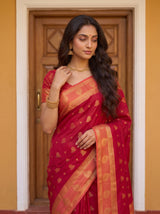 MIMOSA Red Mysore Silk Saree — pose 10 styling detail