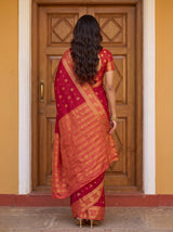 MIMOSA Red Mysore Silk Saree — pose 2 styling detail