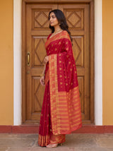 MIMOSA Red Mysore Silk Saree — pose 3 styling detail