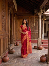 MIMOSA Red Mysore Silk Saree — pose 6 styling detail
