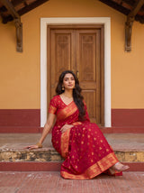 MIMOSA Red Mysore Silk Saree — pose 8 styling detail