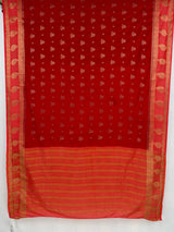 MIMOSA Red Mysore Silk Saree — pallu and zari work detail