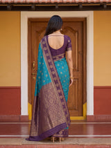 MIMOSA Sapphire Mysore Silk Saree — pose 2 styling detail