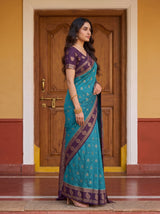 MIMOSA Sapphire Mysore Silk Saree — pose 3 styling detail