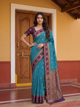 MIMOSA Sapphire Mysore Silk Saree — pose 4 styling detail