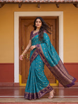 MIMOSA Sapphire Mysore Silk Saree — pose 5 styling detail