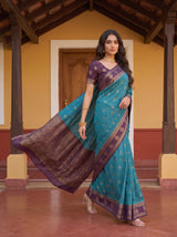 MIMOSA Sapphire Mysore Silk Saree — pose 6 styling detail