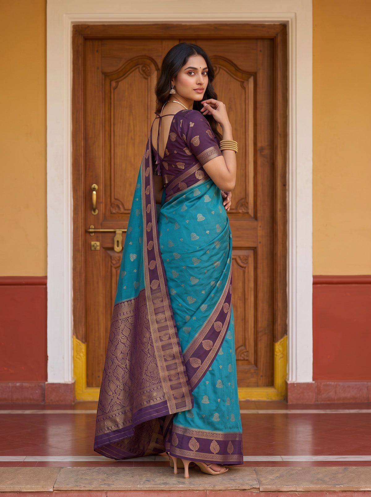 MIMOSA Sapphire Mysore Silk Saree — pose 7 styling detail