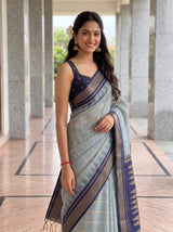 MIMOSA Grey Banarasi Saree — pose 10 styling detail