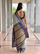 MIMOSA Grey Banarasi Saree — pose 2 styling detail