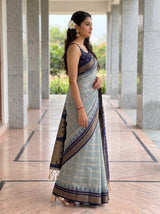 MIMOSA Grey Banarasi Saree — pose 3 styling detail