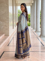 MIMOSA Grey Banarasi Saree — pose 7 styling detail