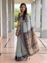 MIMOSA Grey Banarasi Saree — pose 9 styling detail