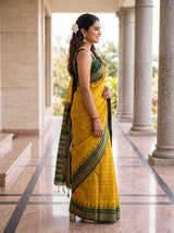 MIMOSA Mustard Banarasi Saree — pose 3 styling detail