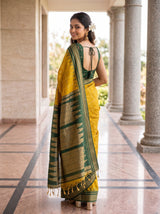 MIMOSA Mustard Banarasi Saree — pose 7 styling detail