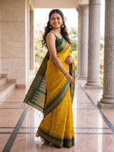 MIMOSA Mustard Banarasi Saree — pose 9 styling detail