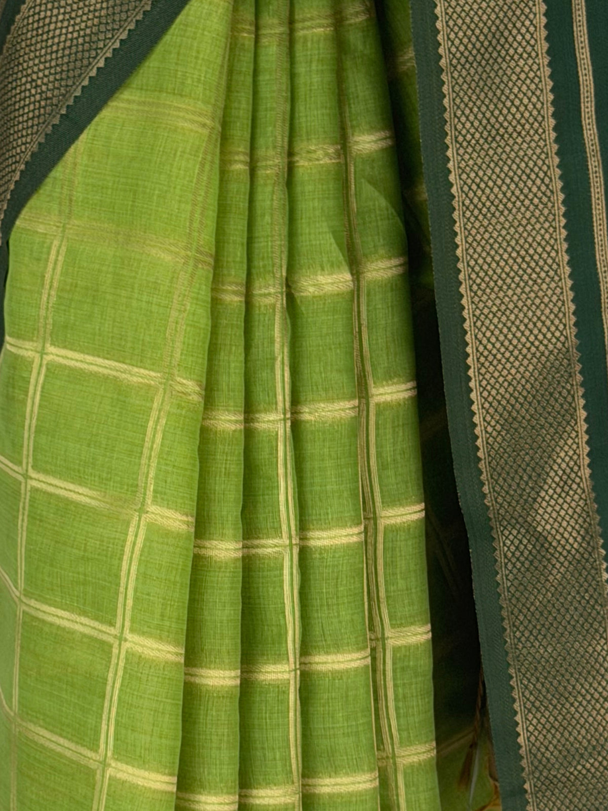 MIMOSA Parrot Green Banarasi Saree — fleets shot full lifestyle