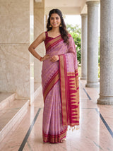 MIMOSA Pink Banarasi Saree — pose 4 styling detail