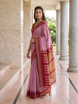 MIMOSA Pink Banarasi Saree — pose 5 styling detail