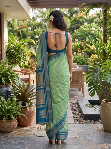 MIMOSA Rama Banarasi Saree — pose 2 styling detail