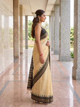 MIMOSA Tussar Banarasi Saree — pose 3 styling detail