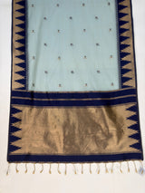 MIMOSA Grey Banarasi Cotton Saree — pallu and zari work detail