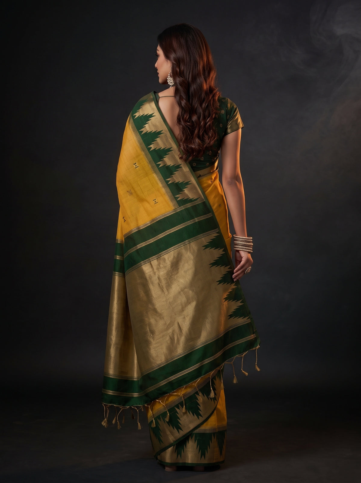 MIMOSA Mustard Banarasi Cotton Saree — Saree shot pallu and body