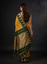 MIMOSA Mustard Banarasi Cotton Saree — Saree shot pallu and body