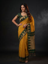 MIMOSA Mustard Banarasi Cotton Saree — pose 4 styling detail