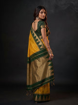 MIMOSA Mustard Banarasi Cotton Saree — pose 7 styling detail