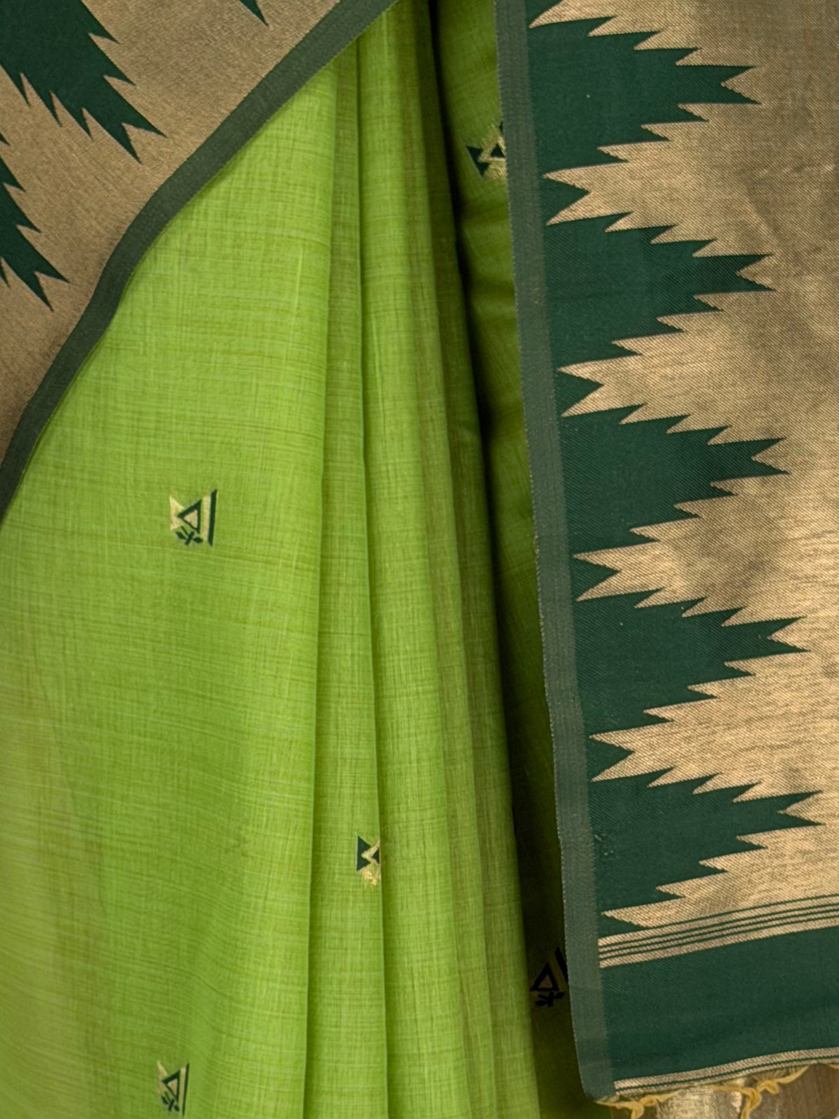 MIMOSA Parrot Green Banarasi Cotton Saree — fleets shot full lifestyle