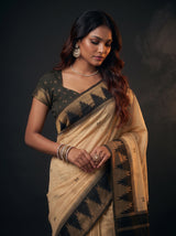MIMOSA Tussar Banarasi Cotton Saree — pose 10 styling detail