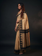 MIMOSA Tussar Banarasi Cotton Saree — pose 3 styling detail
