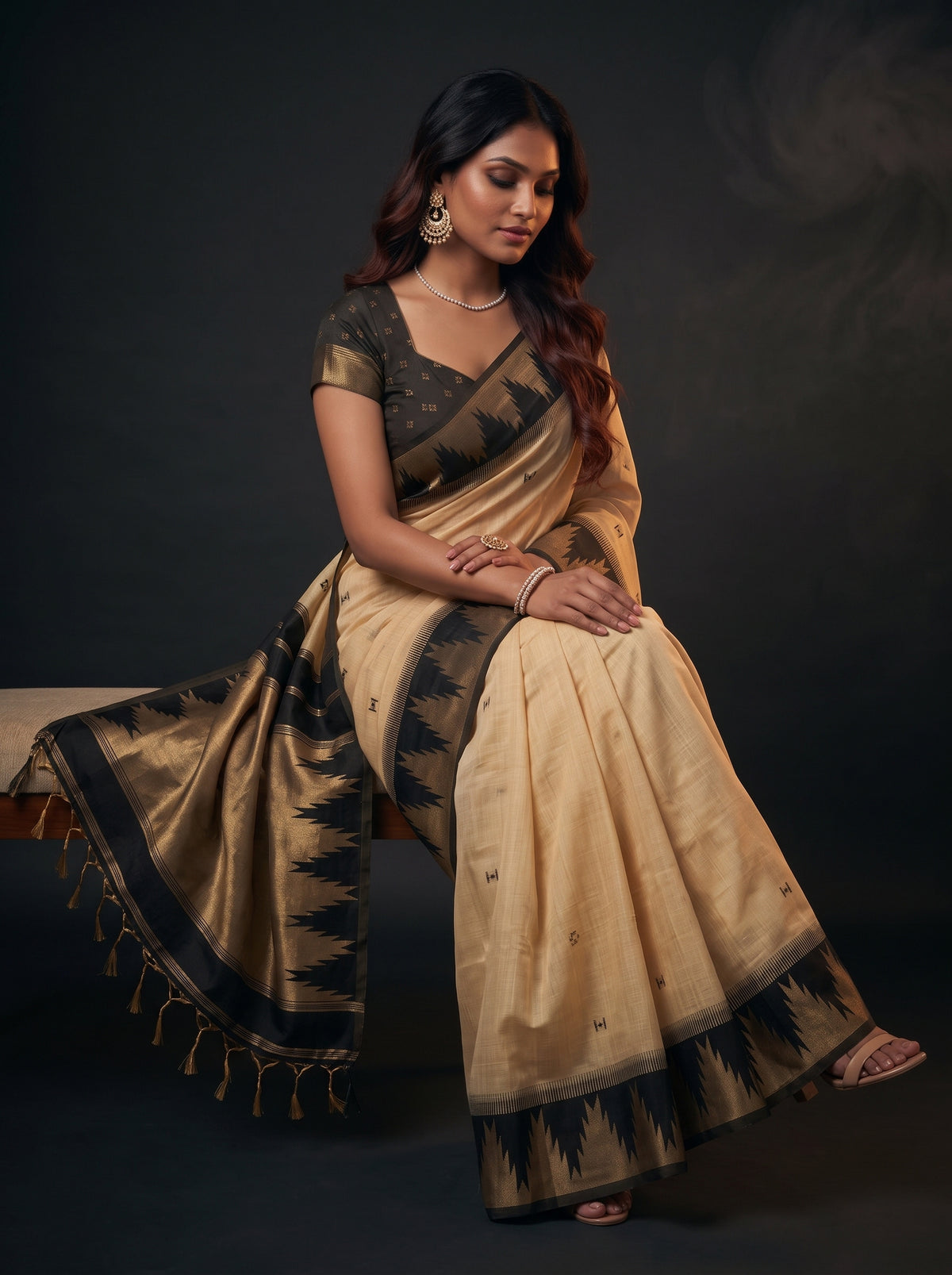MIMOSA Tussar Banarasi Cotton Saree — pose 8 styling detail