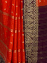 MIMOSA Orange Mysore Silk Crepe Saree — fleets shot full lifestyle