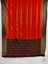 MIMOSA Orange Mysore Silk Crepe Saree — pallu and zari work detail